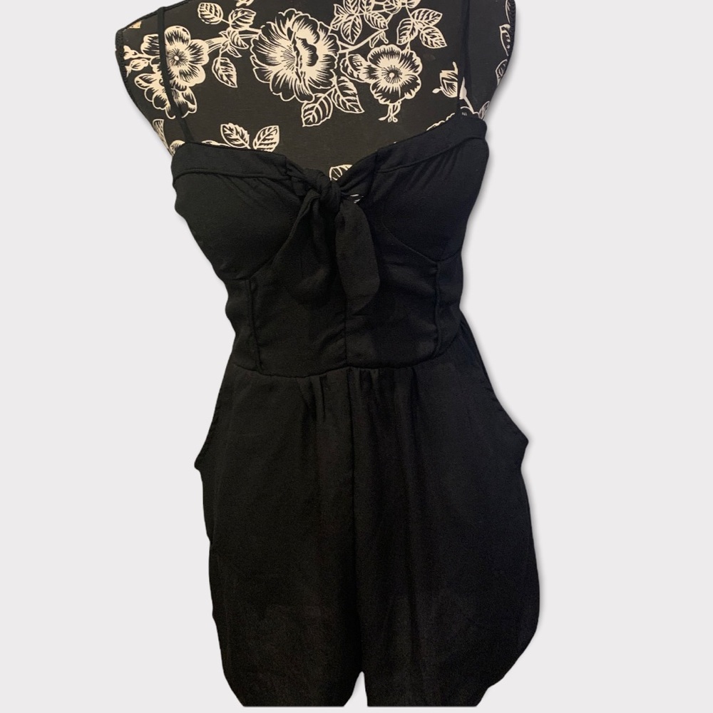 Front Knot Romper black